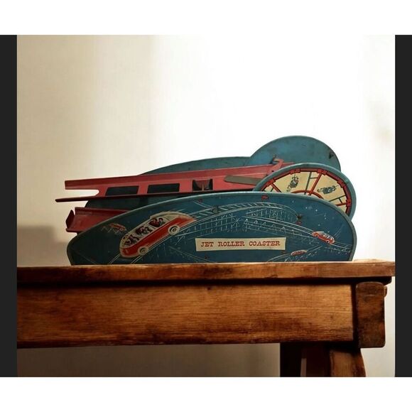 Vintage 1940s Wolverine Jet Roller Coaster Lithograph Tin Windup Toy - Picture 1 of 3